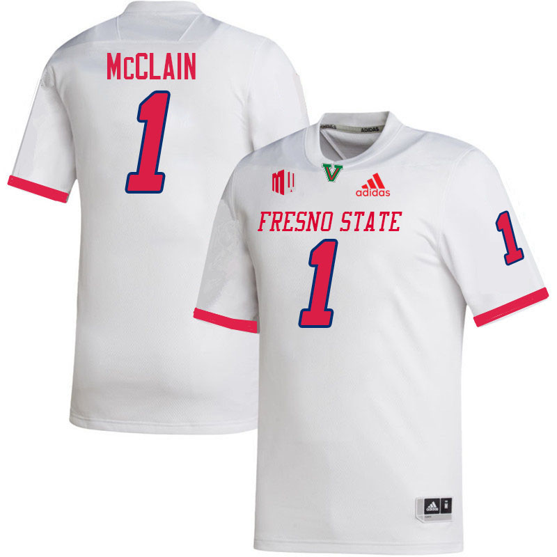 Fresno State Bulldogs #1 Jahlil McClain College Football Jerseys Stitched-White